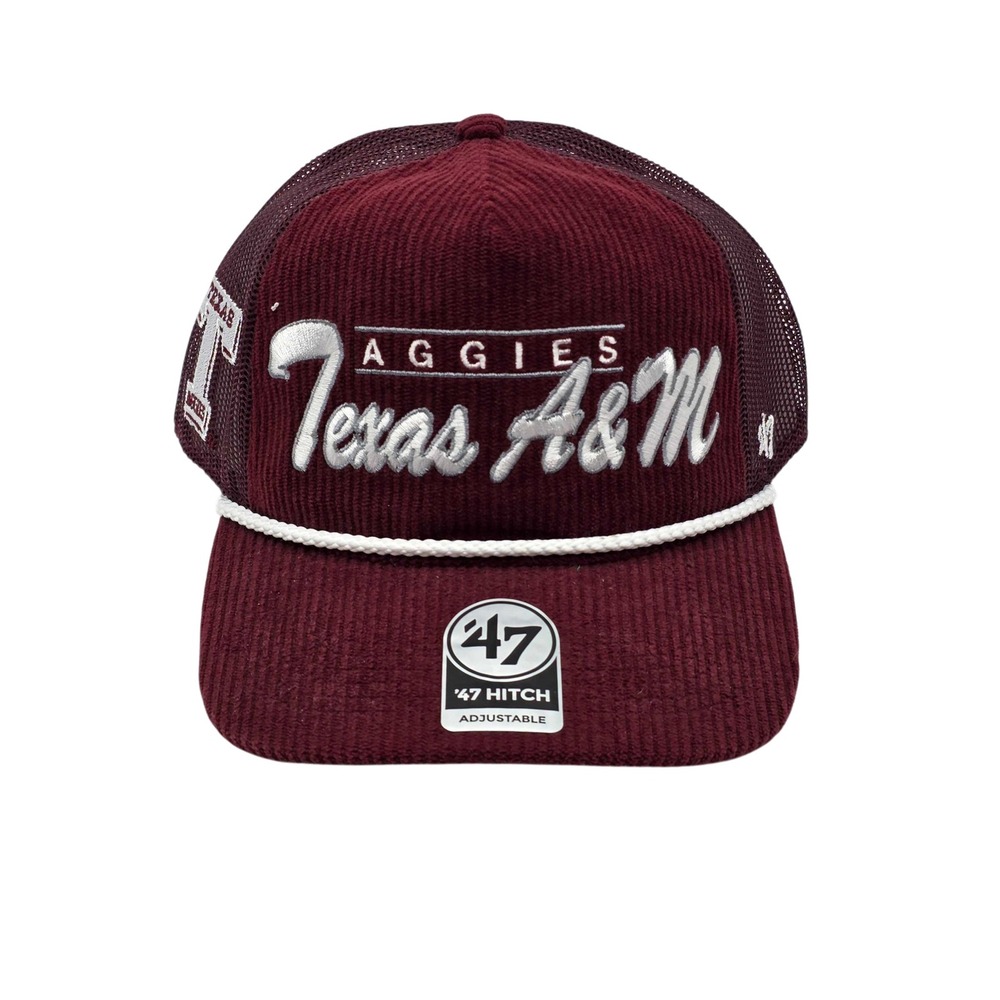 '47 Brand Hitch Texas A&M Aggies Corduroy Trucker Snapback Hat Cap Maroon NEW